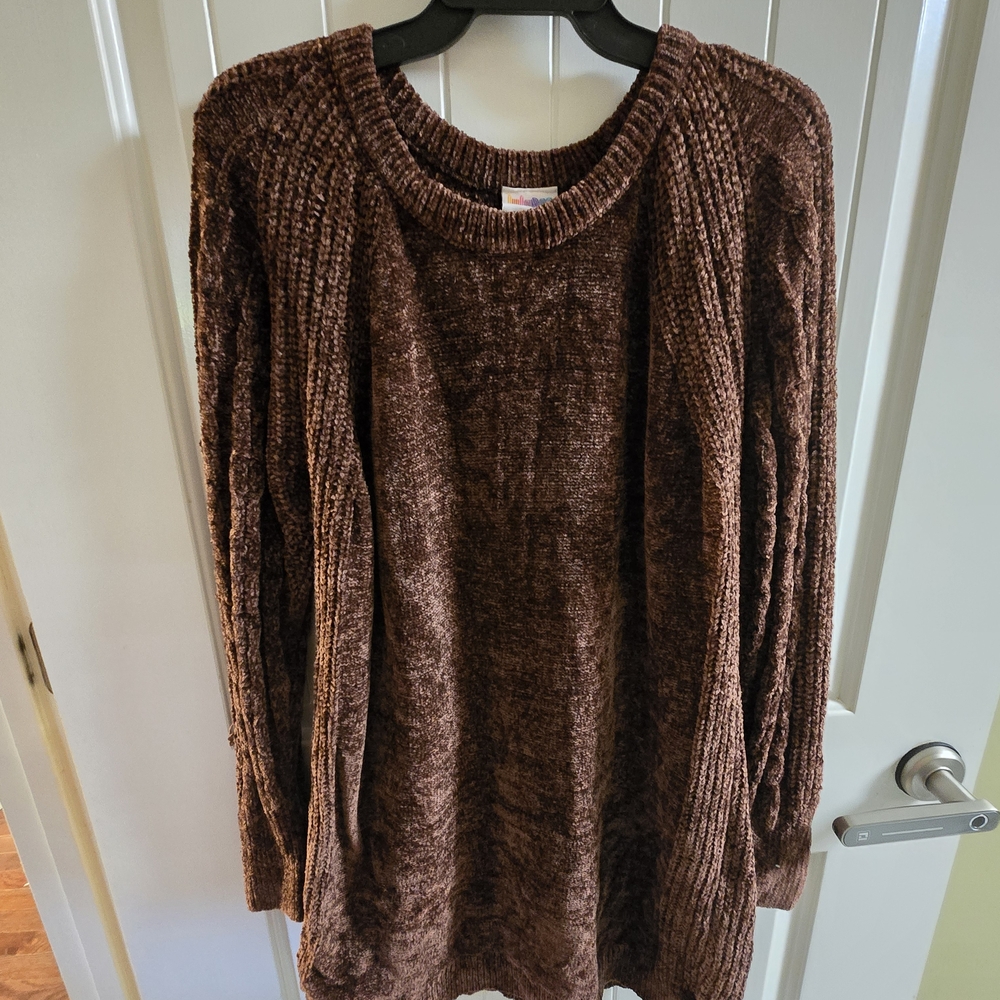 LuLaRoe Rich Brown Crew Neck Tunic Style Sweater